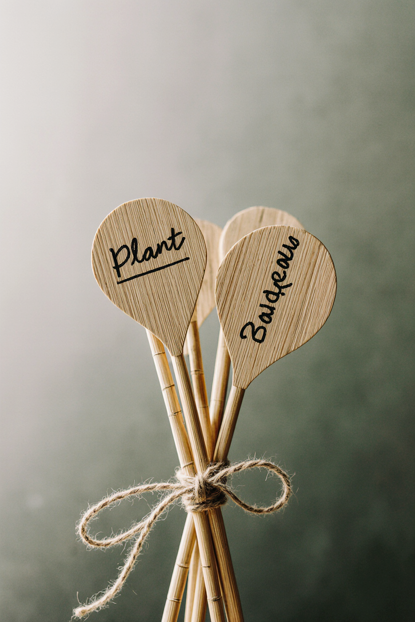 Sustainable Bamboo Plant Labels with Permanent Marker (50-Pack)