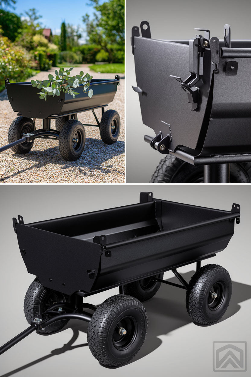 Heavy-Duty Steel Dump Garden Utility Wagon