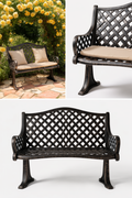 Classic Lattice Cast Iron Weatherproof Garden Bench